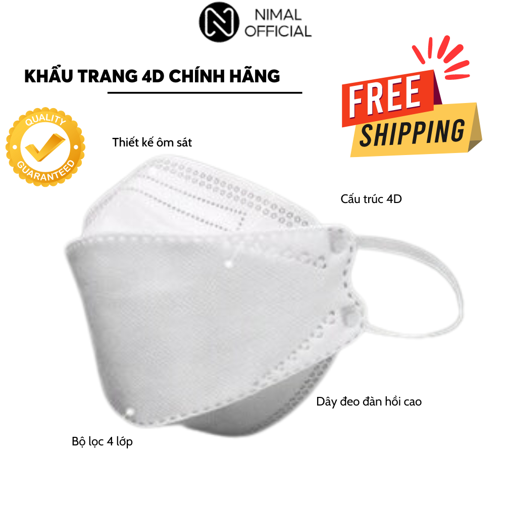 [Mã INBAU15 giảm 15K đơ9K] Khẩu trang 4D Nimal 4 lớp kháng khuẩn, chống bụi mịn, chống nắng, thoải mái không lem sonn 9