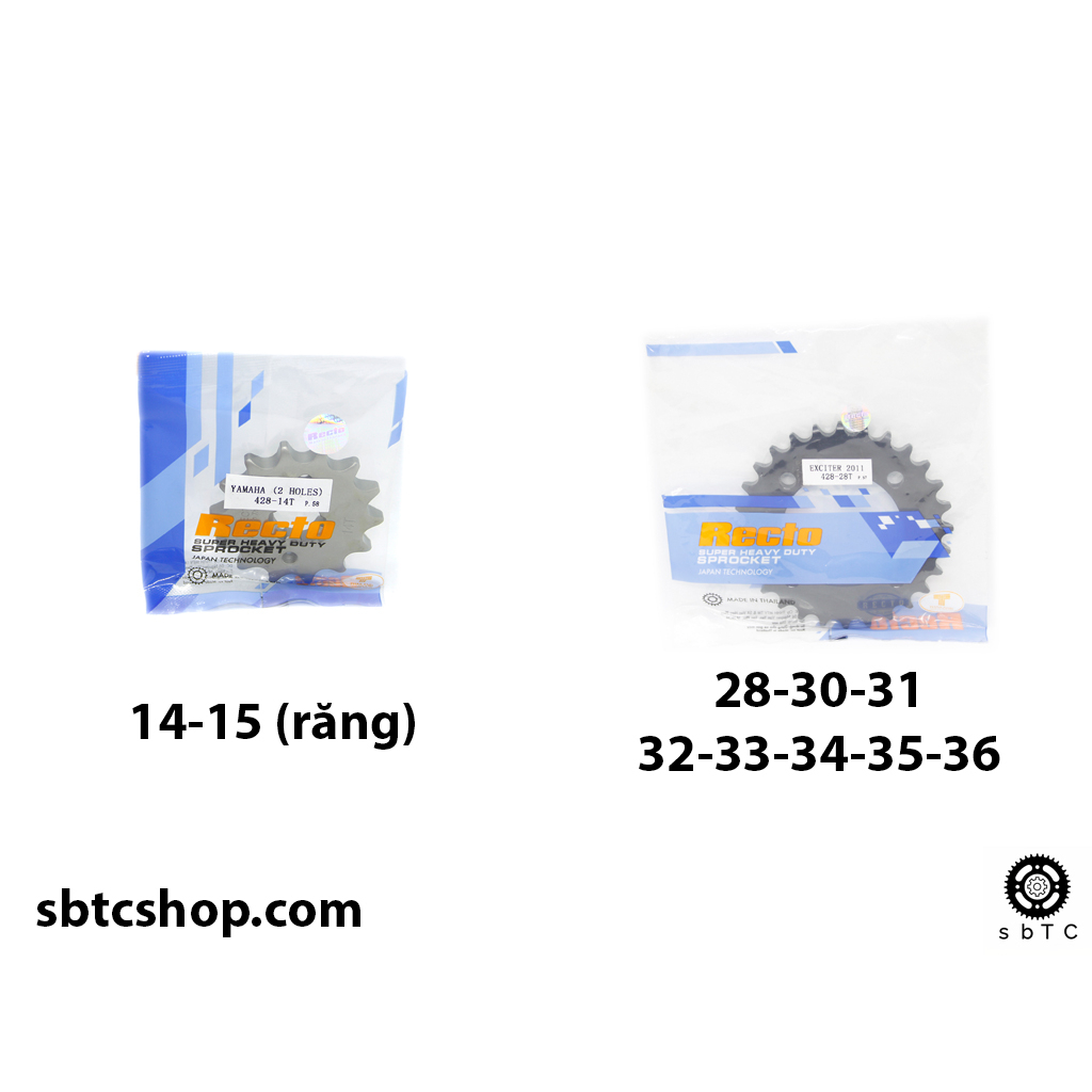 Nhông dĩa nhỏ Recto cho Exciter 135 4S 5S độ chính hãng ( 28 30 31 32 33 34 35 36 )