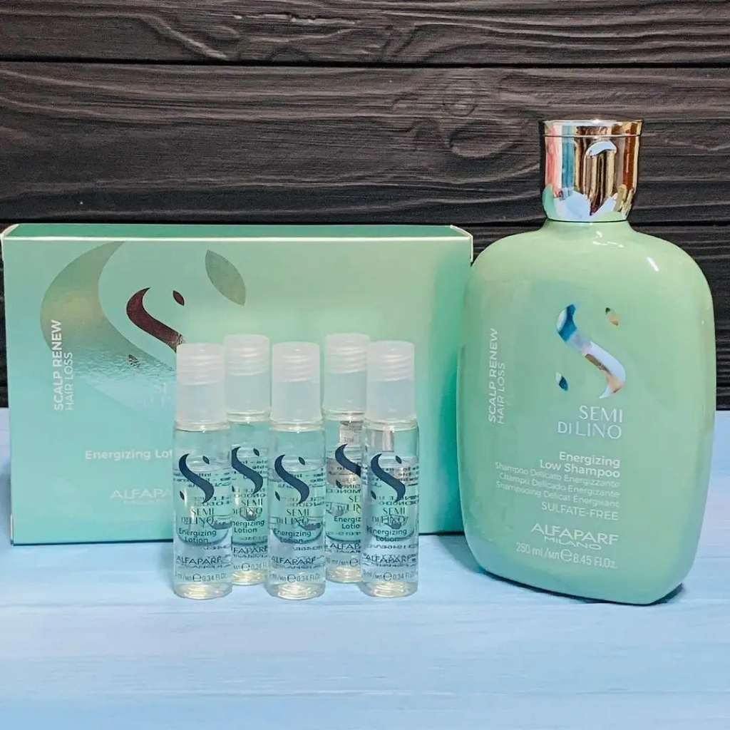 Combo dầu gội và huyết thanh chống rụng tóc Alfaparf Milano Semi Di Lino Scalp Renew Hair Loss