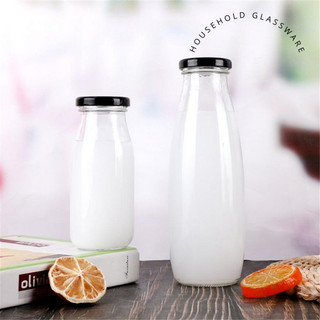 Chai thủy tinh 1 lít 1000ml đựng sữa nắp chống tràn màu đen