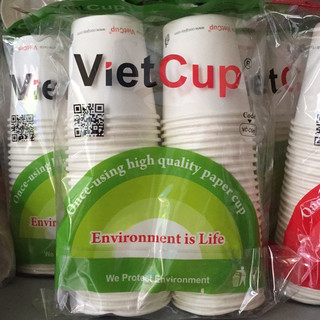 Cốc giấy ly giấy dùng 1 lần Vietcup 180ml 6oz gói 50 cái không nắp
