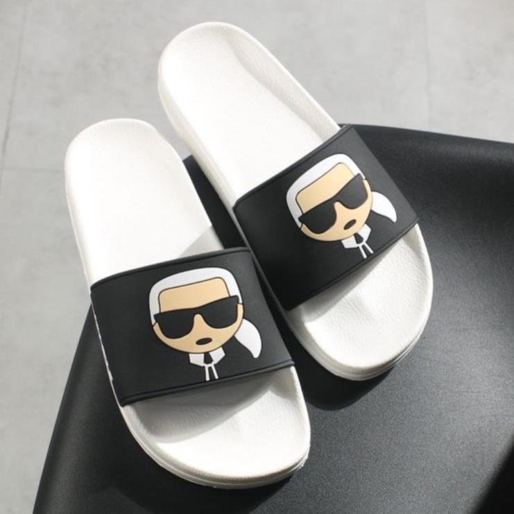 Dép Fendi Karl Vintage Phong Cách Dép Quai Ngang Họa Tiết Karl Love Đế Cao Su