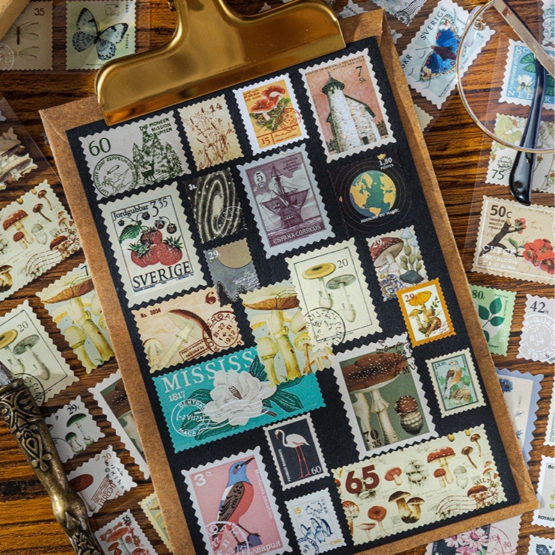 Sticker tem thư kiểu vintage trang trí sổ, làm journal