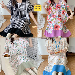 Váy mặc nhà, đầm ngủ nữ lanh lụa mùa hè, váy bầu lanh mát mẻ, rộng rãi, freesize 50-75kg