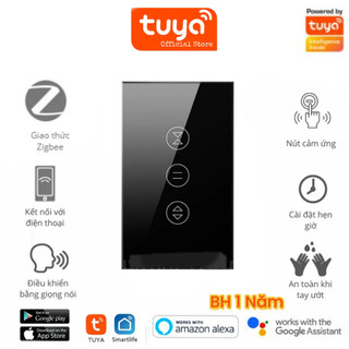 Công tắc cửa cuốn zigbee tuya smart life viền vàng điều khiển từ xa cửa cổng, cửa cuốn qua app hẹn giờ bật tắt