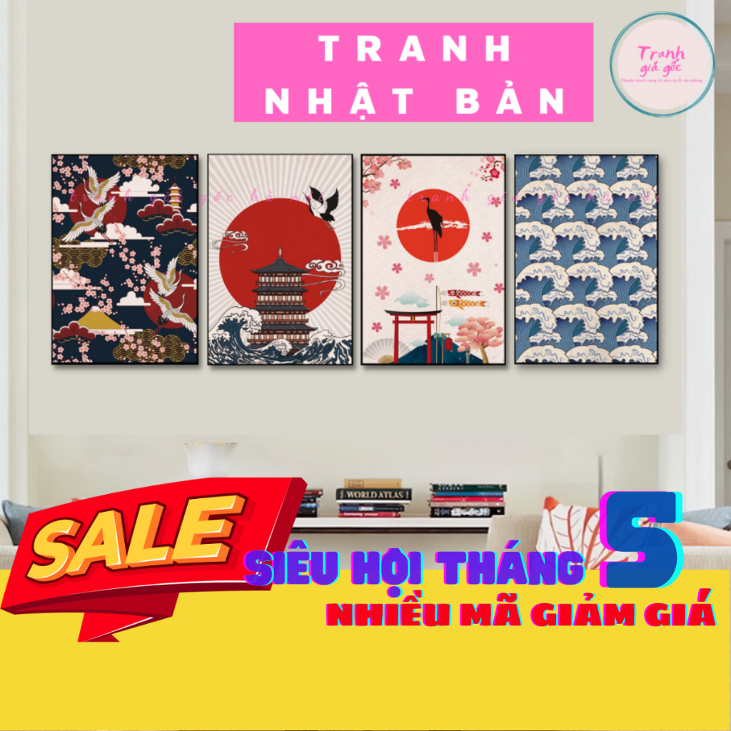 Tranh canvas treo tường phong cách Nhật Bản size nhỏ và vừa có khung composite [Vào shop chọn nhiều mẫu hơn]