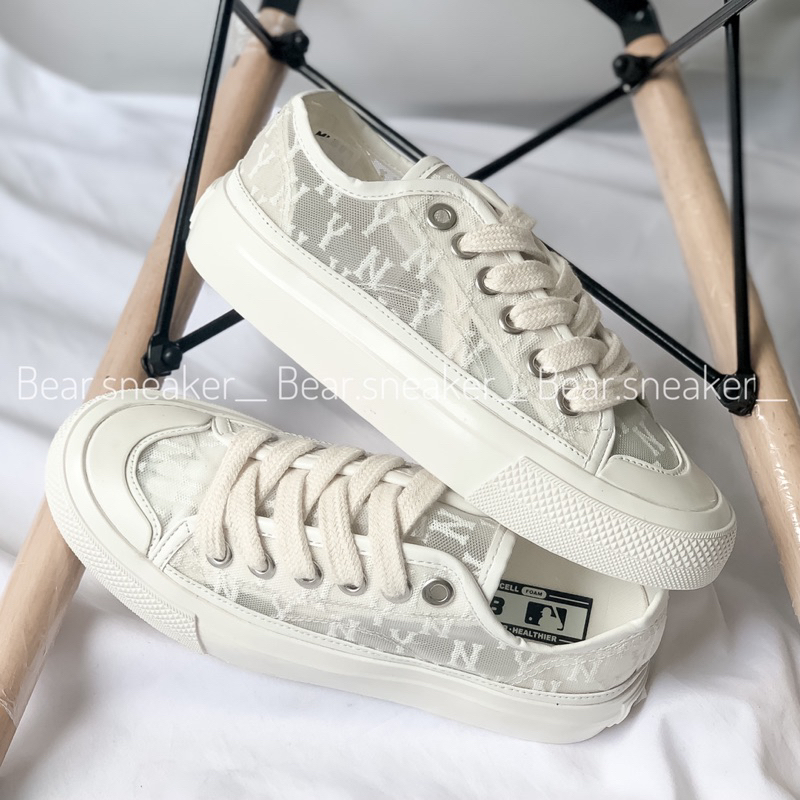 Giày MLB LƯỚI , Thể Thao Nữ, Giày Sneaker_MLB LƯỚI Bản  Trắng Bản All White Và Nâu dễ phối đồ full box bull hót