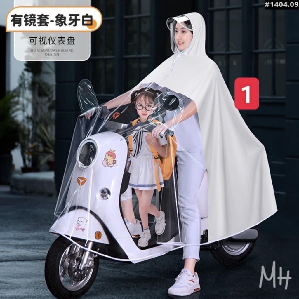 Áo Mưa Cánh Dơi 1 Đầu Phía Trước Trong Suốt Thời Trang Cho Mẹ Và Bé,che phủ toàn thân kèm kính chắn mưa