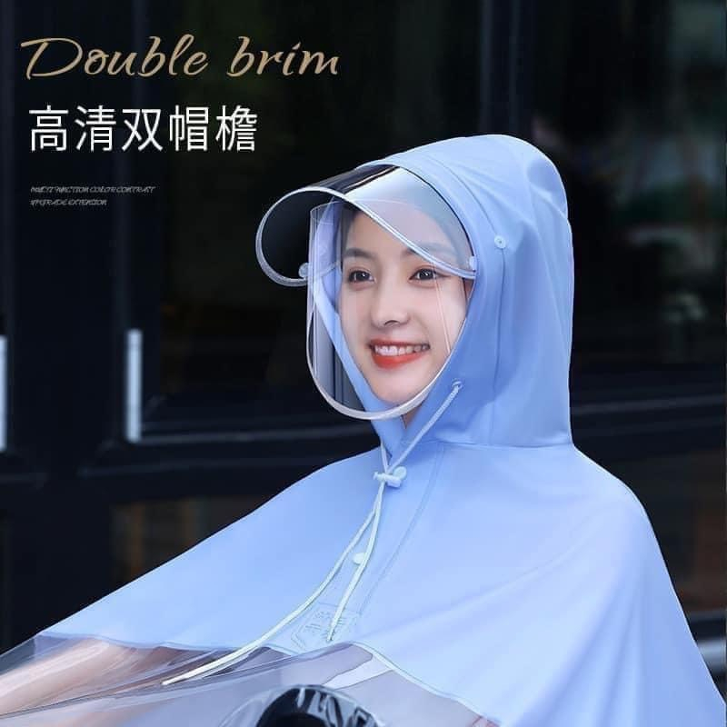 Áo Mưa Cánh Dơi 1 Đầu Phía Trước Trong Suốt Thời Trang Cho Mẹ Và Bé,che phủ toàn thân kèm kính chắn mưa