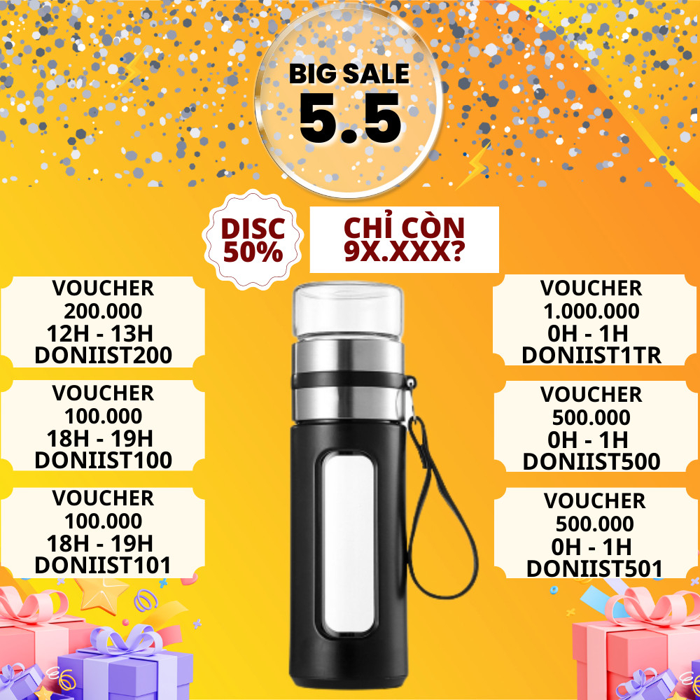 Bình pha trà thuỷ tinh 2 lớp Donii có khắc tên lõi inox 304 kèm ly uống trà tiện lợi bình đựng nước an toàn tiện lợi | BigBuy360 - bigbuy360.vn