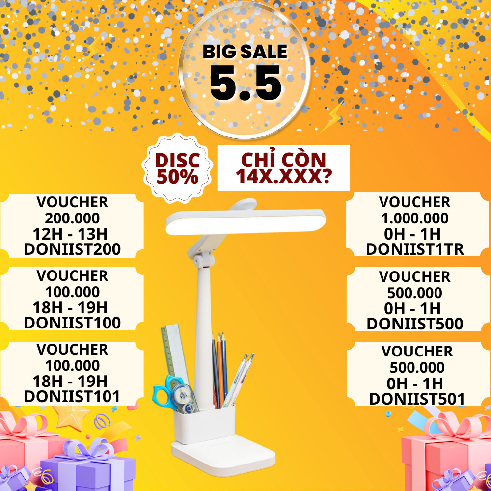 Đèn Bàn Học có khắc tên Đọc Sách,Làm Việc(Học Sinh, Sinh Viên, Văn Phòng) LED Chống Cận, Cảm Ứng Tích Điện Gập 2 Chỗ