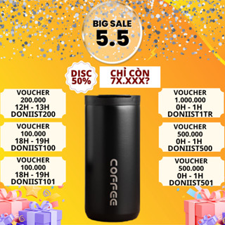  Ly bình cốc giữ nhiệt coffee holic Donii loại 400ml inox 304 không gỉ chống tràn giữ được nhiệt cao cấp 