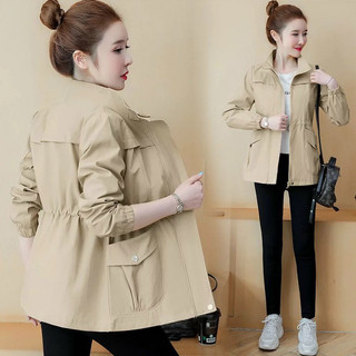  Áo Khoác Kaki Nữ 2 Lớp Kiểu Trơn Có Dây Rút Eo Kèm Túi Hộp Hot Trend 