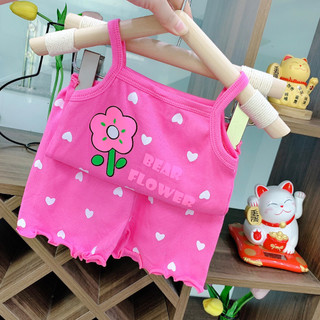 Bộ hai dây bé gái, bộ chấm bi hoa vải tăm lạnh cực đẹp cho bé gái từ 8 - 18kg