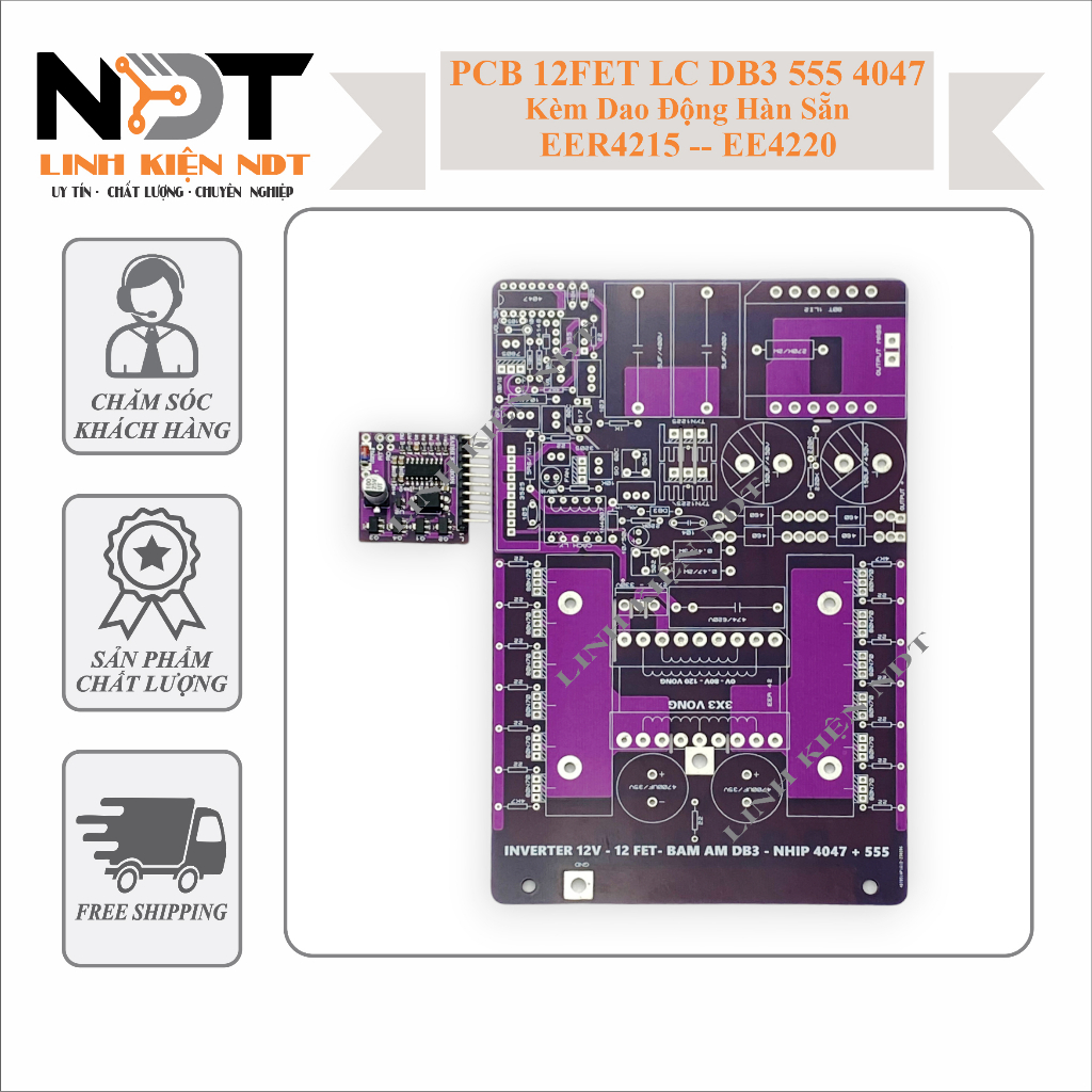 PCB Mạch In 12 FET Lái Cách Ly Băm DB3 NE555 CD4047 Chất Liệu Thủy Tinh Cao Cấp FR4 Linh Kiện NDT