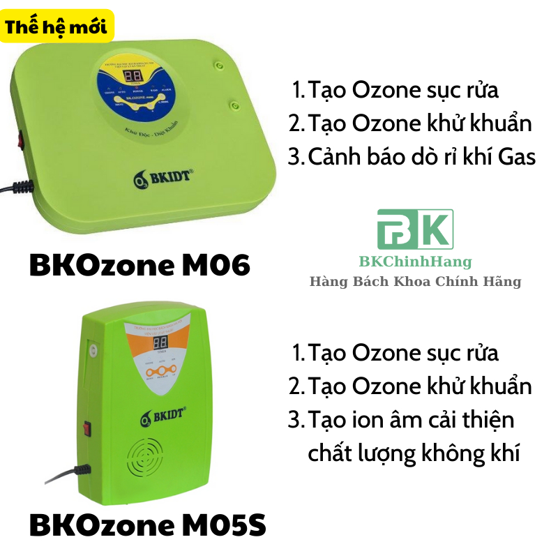 Máy BK OZONE M06 Khử Độc Rau Củ, Thực Phẩm, Máy Ozone + Cảnh Báo Dò Rỉ Khí Gas