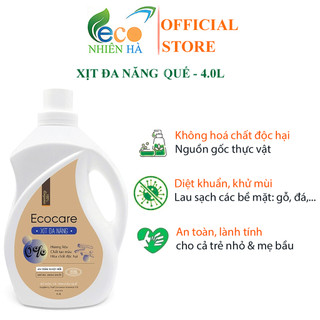 Nước lau kính ECOCARE 4L tinh dầu quế, xịt đa năng, lau bàn ăn, lau bếp, khử mùi