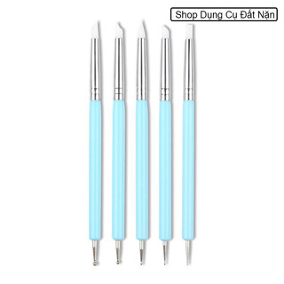 Bộ dụng cụ tạo hình đất sét 2 đầu miết silicon và đầu bi mini