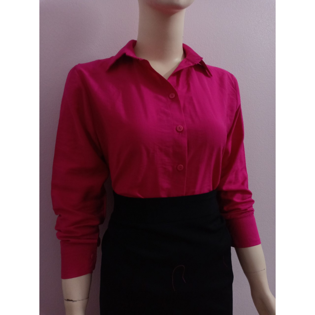 Áo sơ mi nữ đũi trơn tay dài A4208 ảnh thật đủ size từ 40-90kg