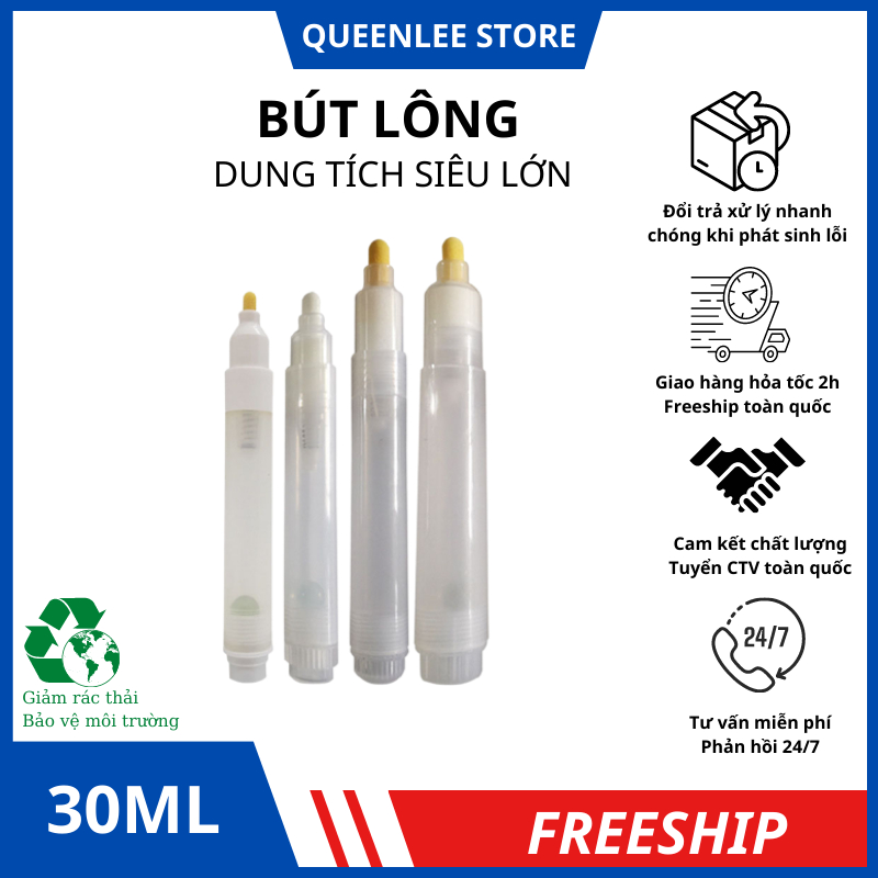 Bút Lông Dung Tích Lớn Đổ Mực Lông Dầu Viết Thùng Hàng, Mực Viết Bảng Trắng QueenLee Store
