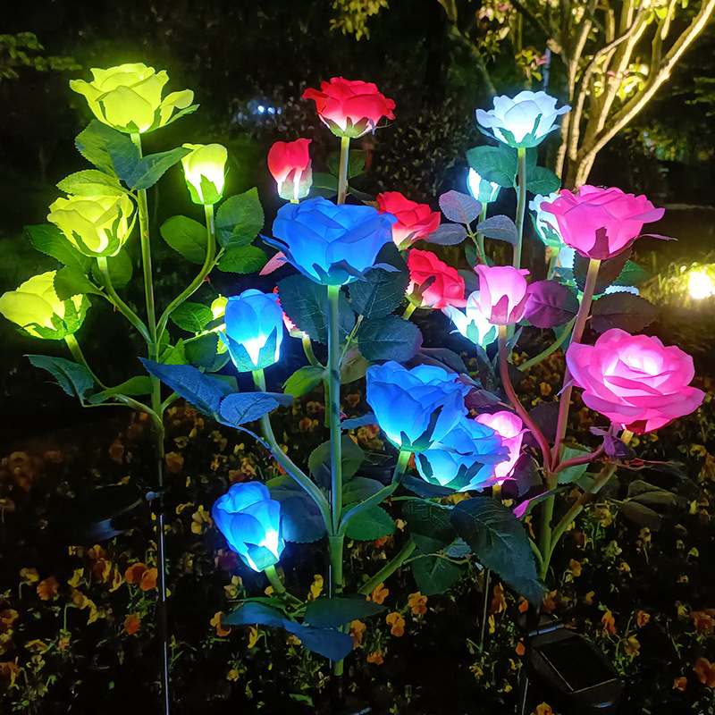 Đèn Led Hoa hồng sử dụng năng lượng mặt trời chống thấm nước - Trang trí khuôn viên, vườn hoa, ban công