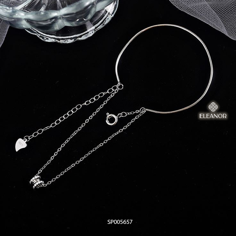Vòng tay nữ bạc 925 Eleanor Accessories layer mặt hình trụ đính đá phụ kiện trang sức 5657