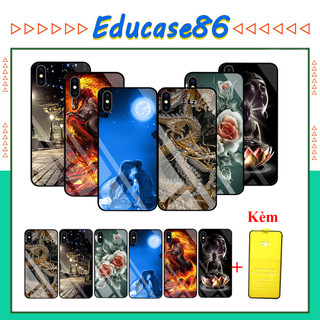 Combo Ốp lưng Kính 3D IPhone Xs Max Sang trọng (TẶNG KÈM 1 kính cường lực full màn hình )