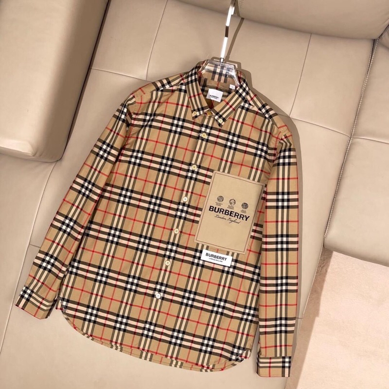 New Arrivasls!!! Hàng Có Sẵn - Áo Sơ Mi B.B.R Vintage Camel  Phối Màu Check Logo Hãng Trước Ngực - Hàng Loại 1 Cao Cấp