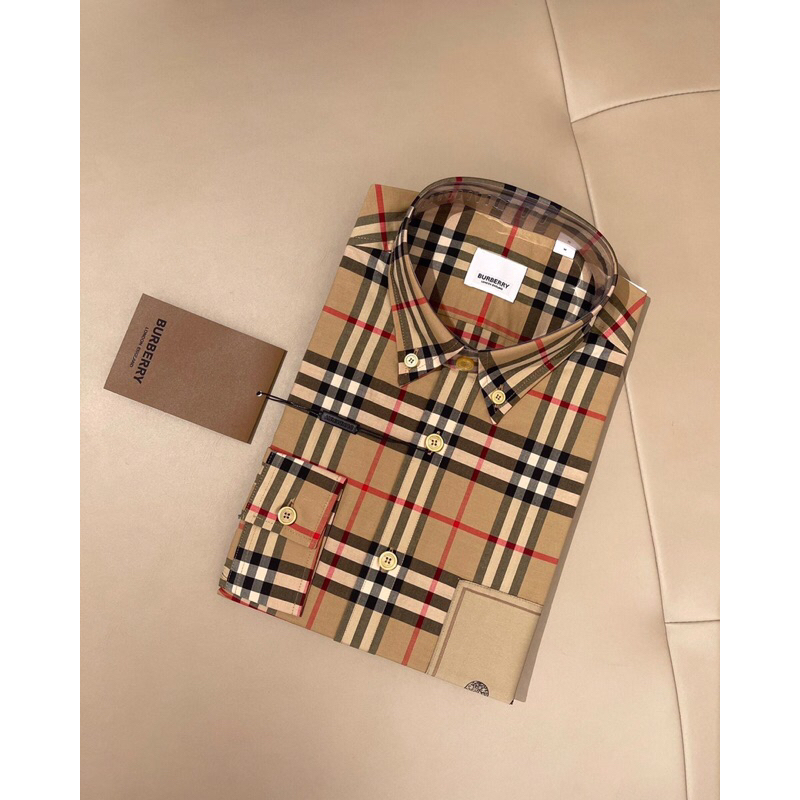 New Arrivasls!!! Hàng Có Sẵn - Áo Sơ Mi B.B.R Vintage Camel  Phối Màu Check Logo Hãng Trước Ngực - Hàng Loại 1 Cao Cấp
