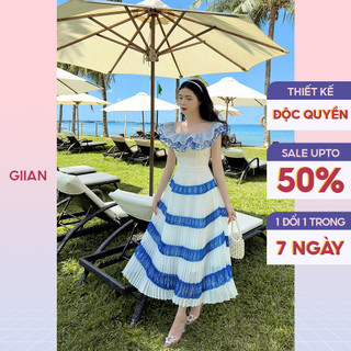 [BST MỚI RA MẮT] Váy đi biển dáng dài maxi trễ vai phối bèo tầng cách điệu thương hiệu Giian - VA0142