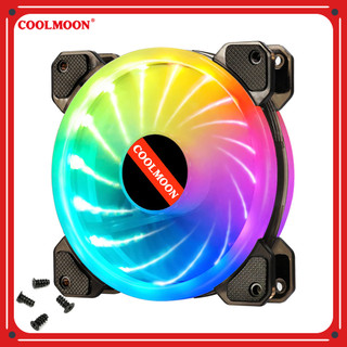 Quạt Tản Nhiệt, Fan Led RGB Coolmoon X2 & Bộ Hub Coolmoon + điều khiển - Tặng kèm ốc vít