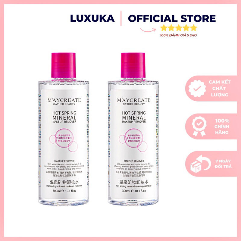 Nước tẩy trang Maycreate Nước rửa trang điểm làm sạch da Luxuka MC05 (300ml)