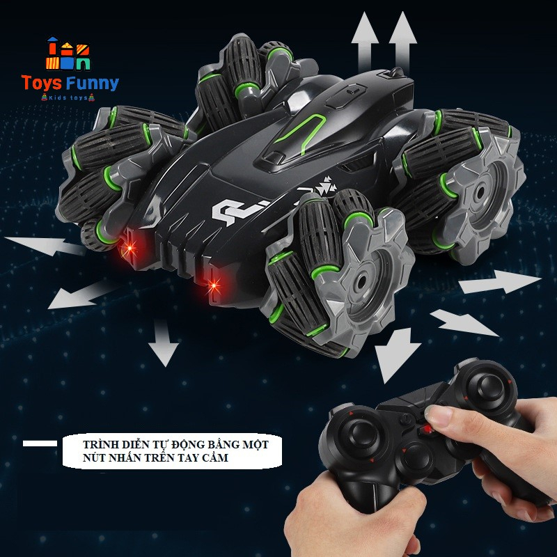 Đồ chơi xe ô tô Stunt Car điều khiển từ xa qua sóng RC, pin sạc, xoay 360 độ, nhựa ABS siêu chắc chắn