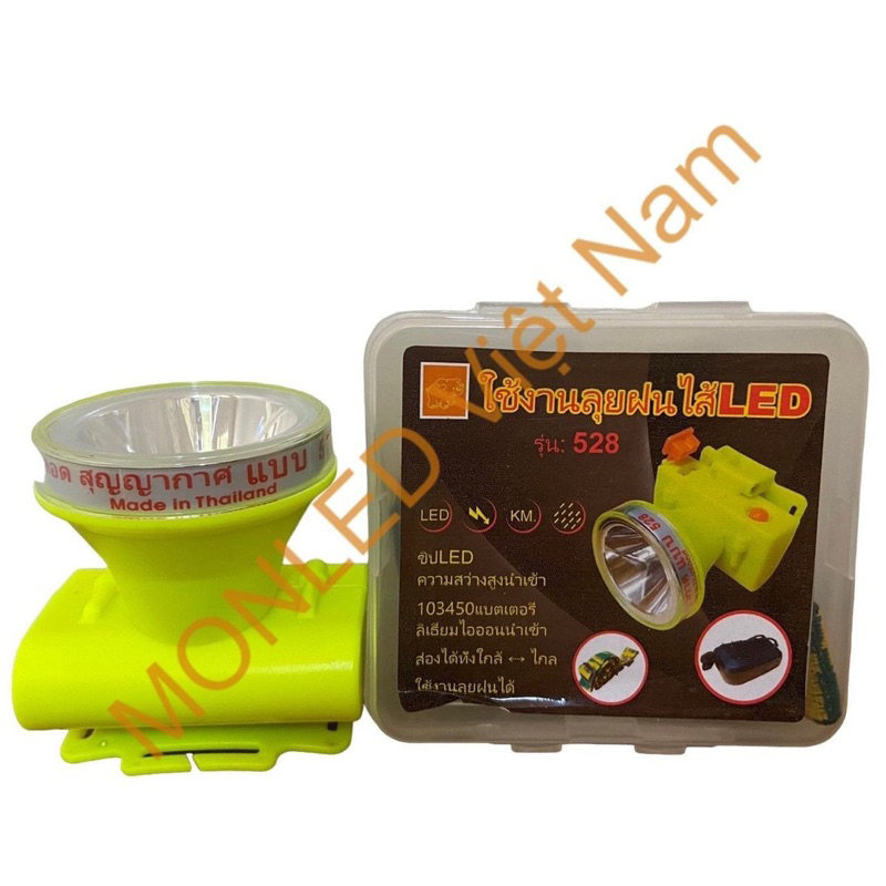 Đèn pin đội đầu pin trâu chống nước, mã 528