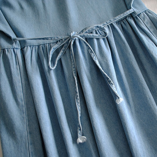 Đầm babydoll dáng dài, váy jean, dài tay vintage VB131