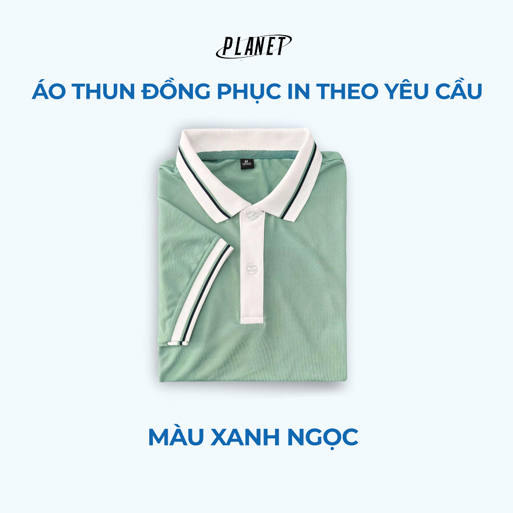 Áo Thun Planet Đồng Phục Công Ty Màu Xanh Ngọc in theo yêu cầu làm áo nhóm, áo lớp, quán ăn, quán cafe