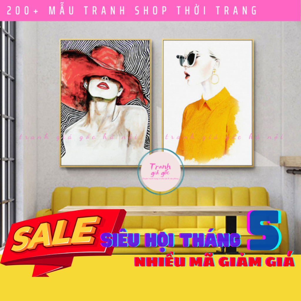 Tranh trang trí decor shop thời trang quần áo giầy dép nữ nhiều mẫu đẹp chất liệu canvas có khung SIZE NHỎ VÀ VỪA