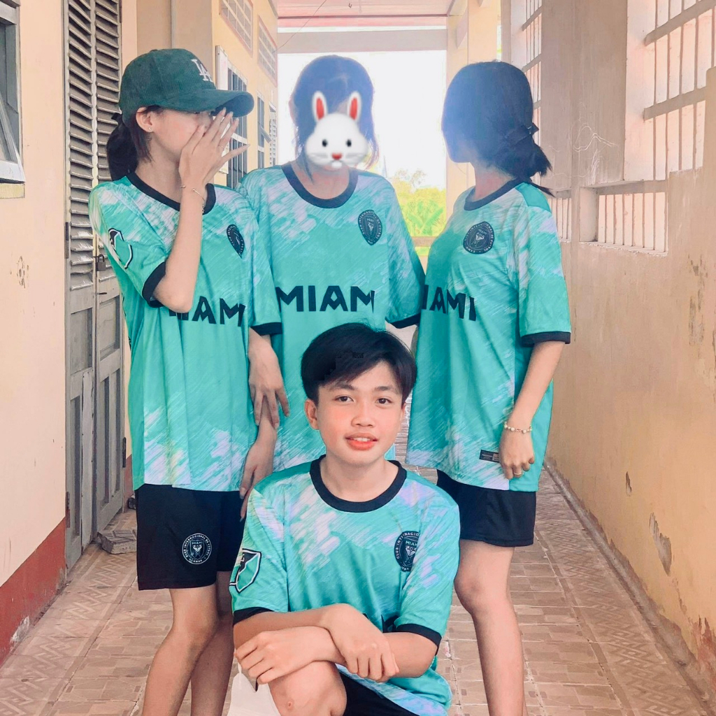 Bộ quần áo bóng đá MIAMI xanh - in tên số áo theo yêu cầu - Hàng thun lạnh loại 1 co giãn, thấm hút mồ hôi