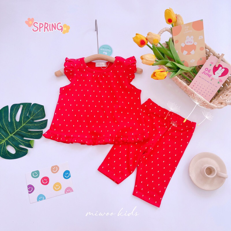 Bộ bé gái quần lửng miwoo kids ❤️ freeship ❤️ đồ bộ cotton bé gái xinh