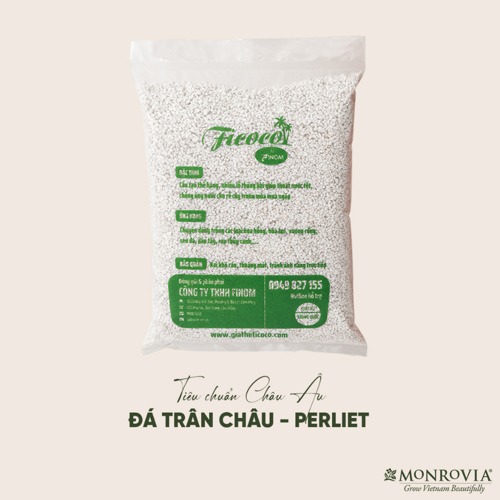 Đá Perlite, trồng sen đá, cây cảnh, thủy canh giàu khoáng chất, thoát nước tốt, tăng độ tươi xốp, túi 600g