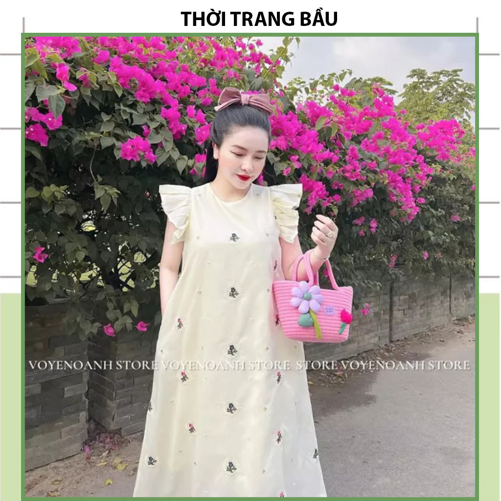 [V329] VÁY ĐẦM MÙA HÈ ĐẸP-ĐẦM BẦU ĐI BIỂN MAXI DÁNG XUÔNG DÀI TAY CÁNH TIÊN VÁY HOA MỀM MẠI MÁT BIGSIZE GIÁ RẺ