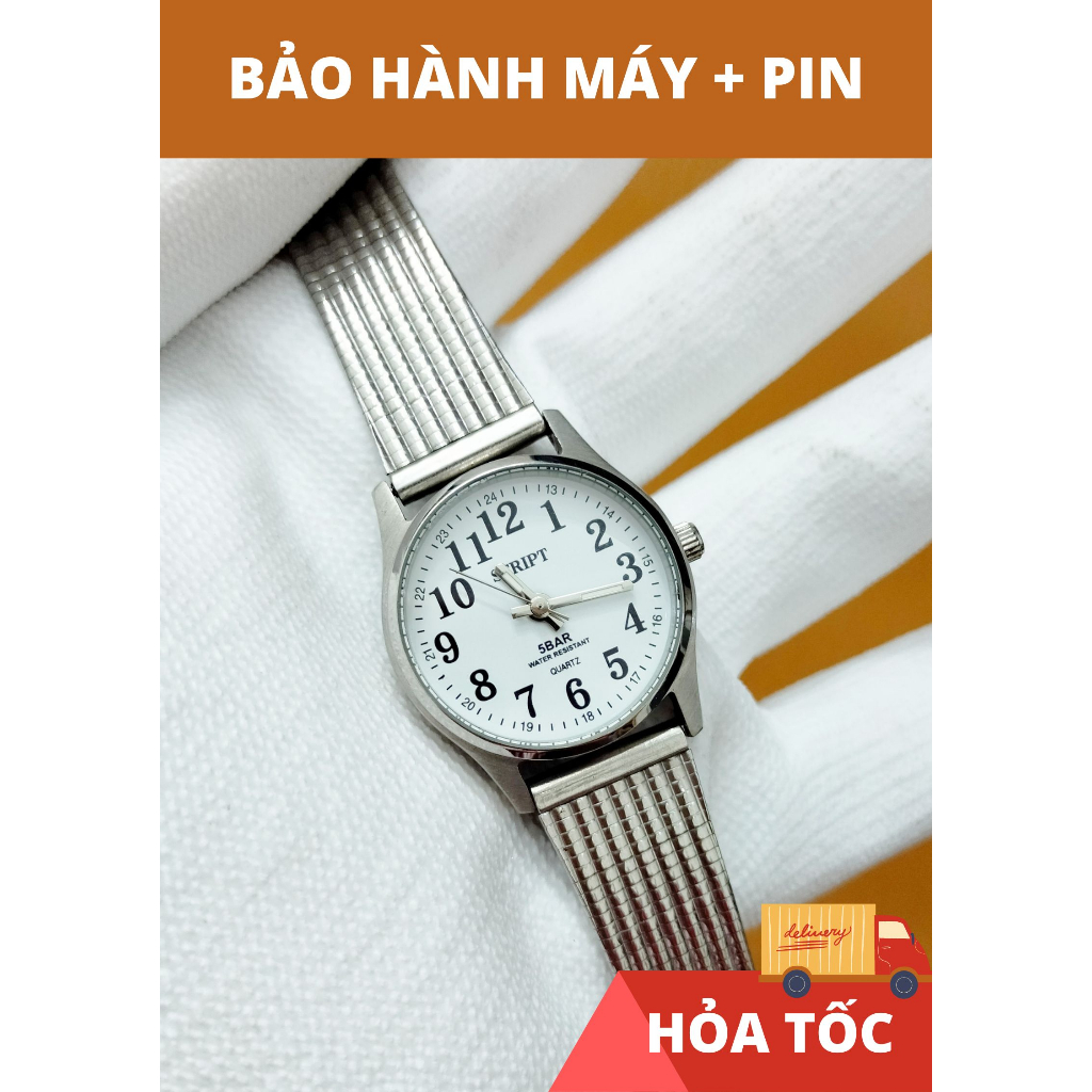 Đồng hồ nữ Script hàng si Nhật full màu bạc