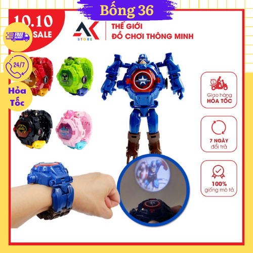 Đồng Hồ Biến Hình Các Nhân Vật Siêu Anh Hùng Venger / Elsa Đeo Tay Cho Bé Trai/ Bé Gái - CÓ CHIẾU HÌNH