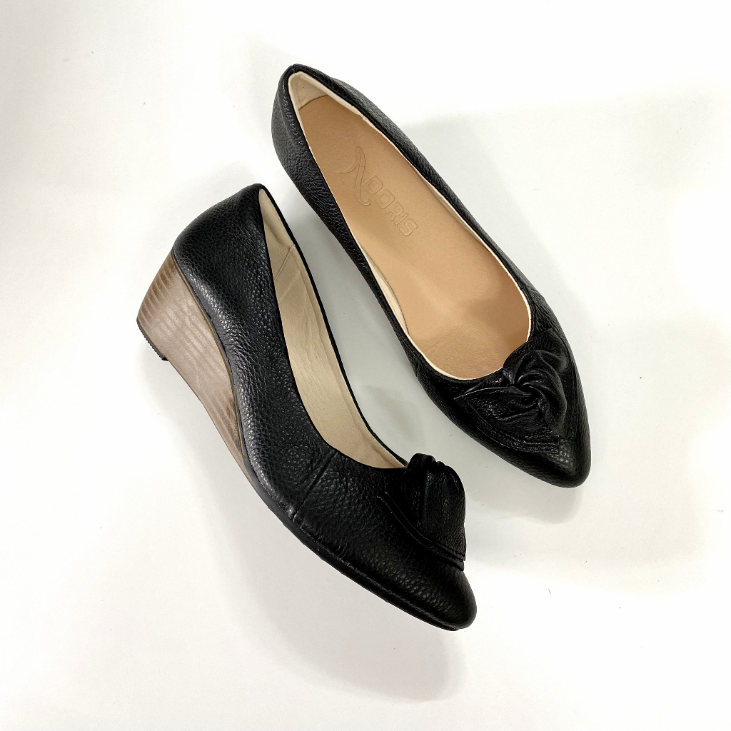 Giày Búp Bê Đế Xuồng 5cm Da Thật Êm Chân Màu Đen Cao Cấp 506- FORM NHỎ - CÓ BẢO HÀNH.