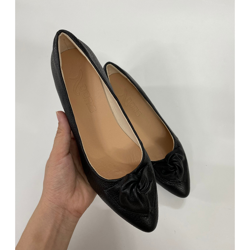 Giày Búp Bê Đế Xuồng 5cm Da Thật Êm Chân Màu Đen Cao Cấp 506- FORM NHỎ - CÓ BẢO HÀNH.