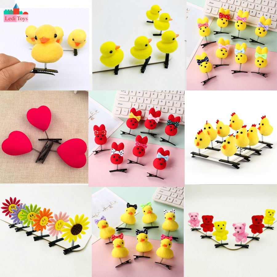 Kẹp tóc hình vịt, gà vàng nhỏ xinh xắn dễ thương, kẹp tóc trái tim, thỏ con