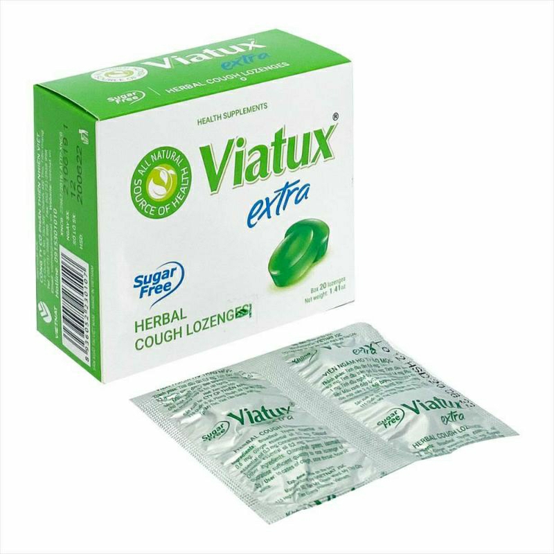 VIATUX EXTRA⚡CAM KẾT CHÍNH HÃNG ⚡Kẹo ngậm thảo mộc giúp giảm ho hộp 20 viên