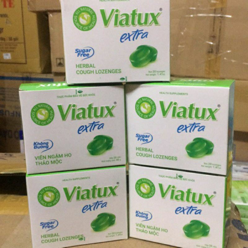VIATUX EXTRA⚡CAM KẾT CHÍNH HÃNG ⚡Kẹo ngậm thảo mộc giúp giảm ho hộp 20 viên