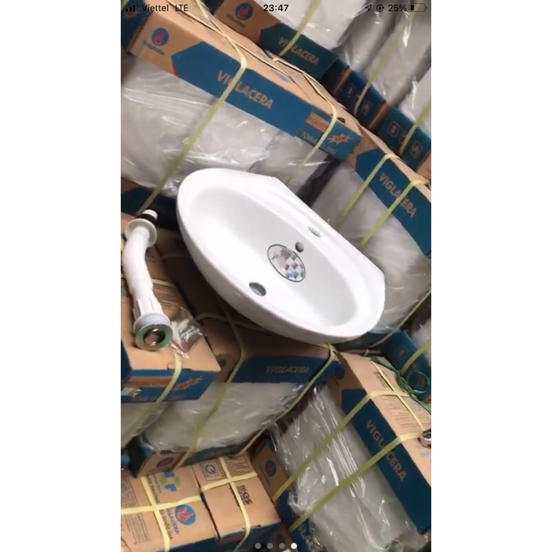 Chậu lavabo 1 lỗ  Thái Bình rẻ kích thước:  mm có kèm pas đỡ chậu