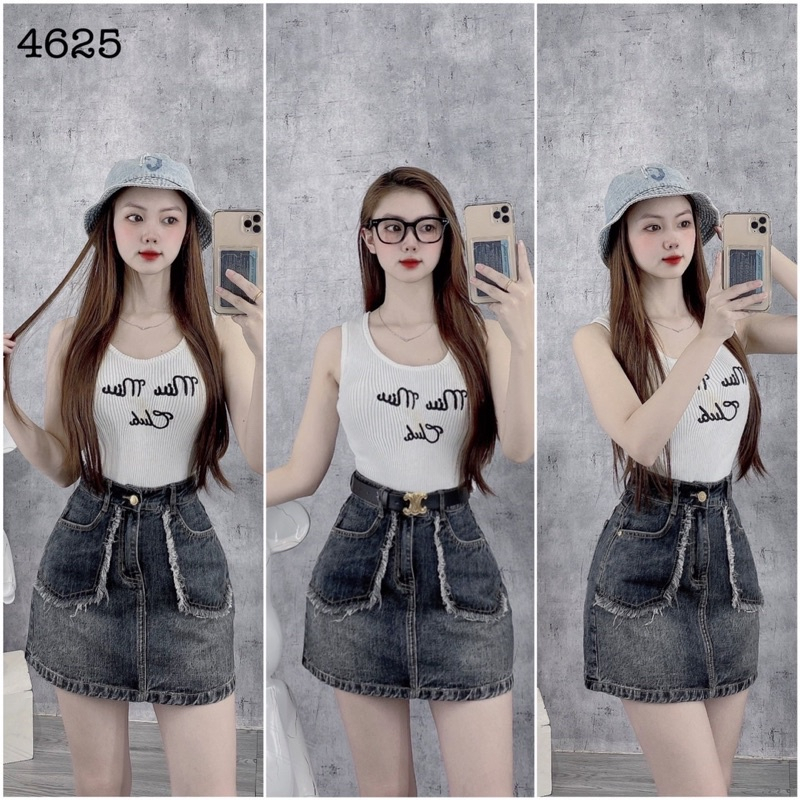 HOT Chân Váy Jeans Chữ A Pha Viền Túi Tua Rua Siêu Xinh Ảnh Thật Cận Chất Hàng Loại 1 Có Lót